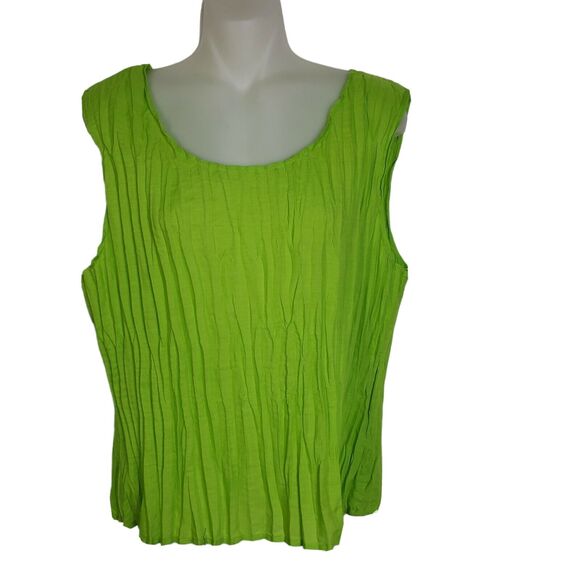 Great Cavalier St. Paul Womens Blouse Shell 2 Piece Large Green Button Ruffle - Picture 3 of 12